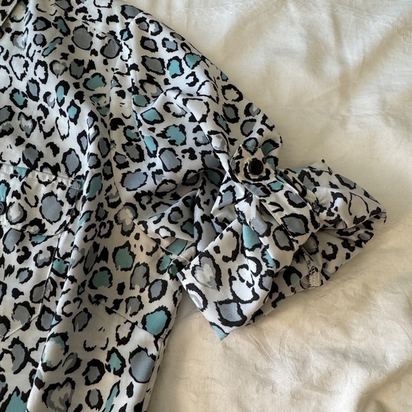 Notations Women's Multicolor Leopard Print 1/2 Sleeve Button Up Satin Blouse 2X - Picture 7 of 13